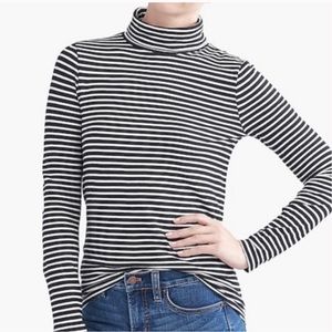J. Crew Black Striped Tissue Turtleneck Top